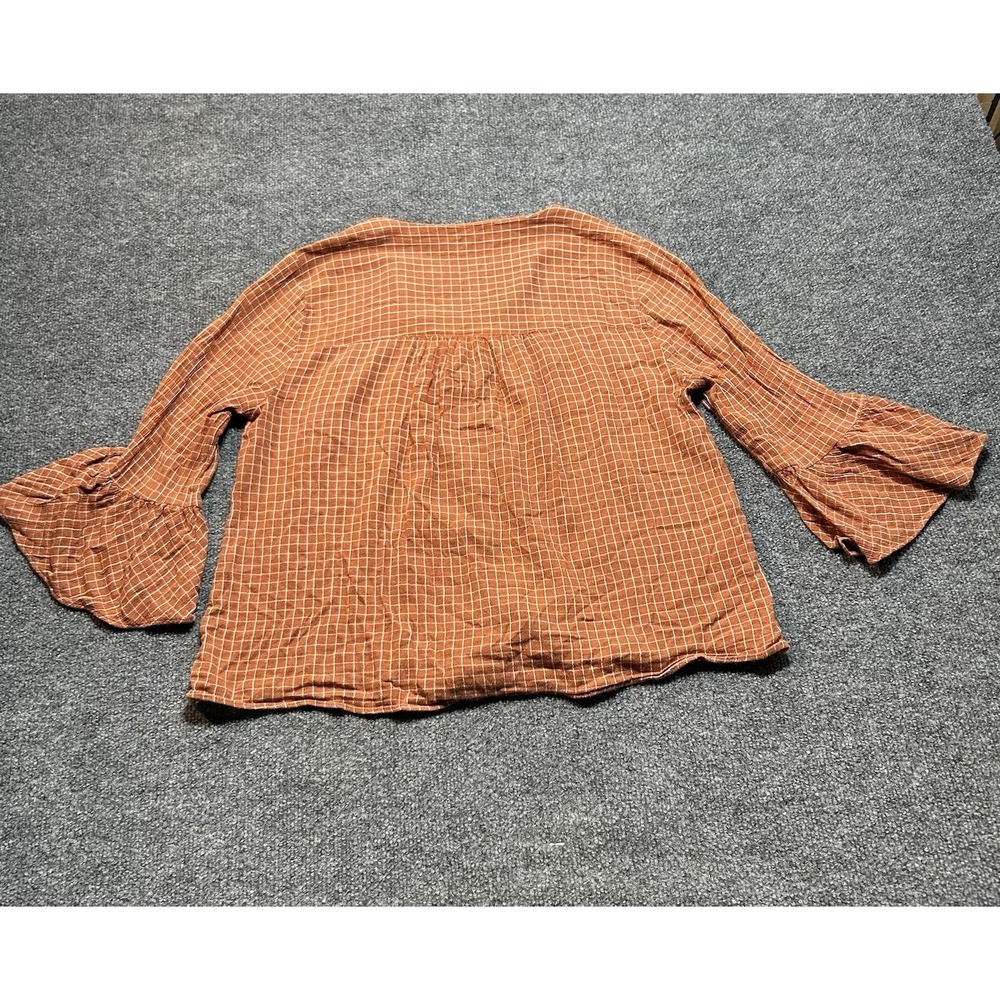 Madewell Veranda Plaid Top Bell Sleeve Button Front Womens Small Autumn - Picture 7 of 7